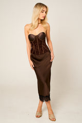 Chocolate Mesh Sparkle Corset Top - Virella