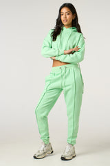 Sage Boxy Cropped Hoodie Cuffed Joggers Loungewear Set - Cailleigh
