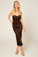 Chocolate Mesh Sparkle Corset Top - Virella