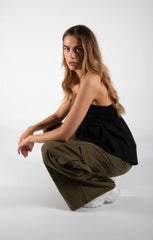 Black Strapless Bandeau Shirt Top - Alondra