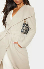 Stone Waterfall Draped Duster Maxi Coat - Danira
