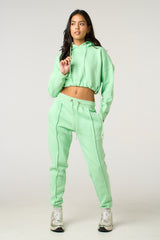 Sage Boxy Cropped Hoodie Cuffed Joggers Loungewear Set - Cailleigh