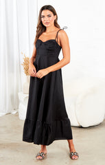Black Strappy Elegant Maxi Dress - Mila
