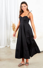 Black Strappy Elegant Maxi Dress - Mila