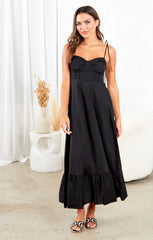 Black Strappy Elegant Maxi Dress - Mila