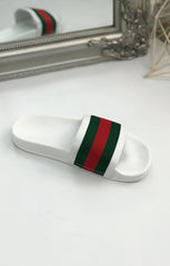 White Chunky Style Striped Sliders - Vickie