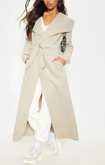 Stone Waterfall Draped Duster Maxi Coat - Danira