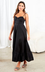 Black Strappy Elegant Maxi Dress - Mila