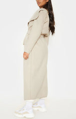 Stone Waterfall Draped Duster Maxi Coat - Danira
