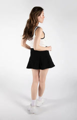 Black Denim Pleated Mini Skirt - Cassara