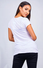 White ‘Rock & Roll’ Slogan Print T-Shirt - Carisella