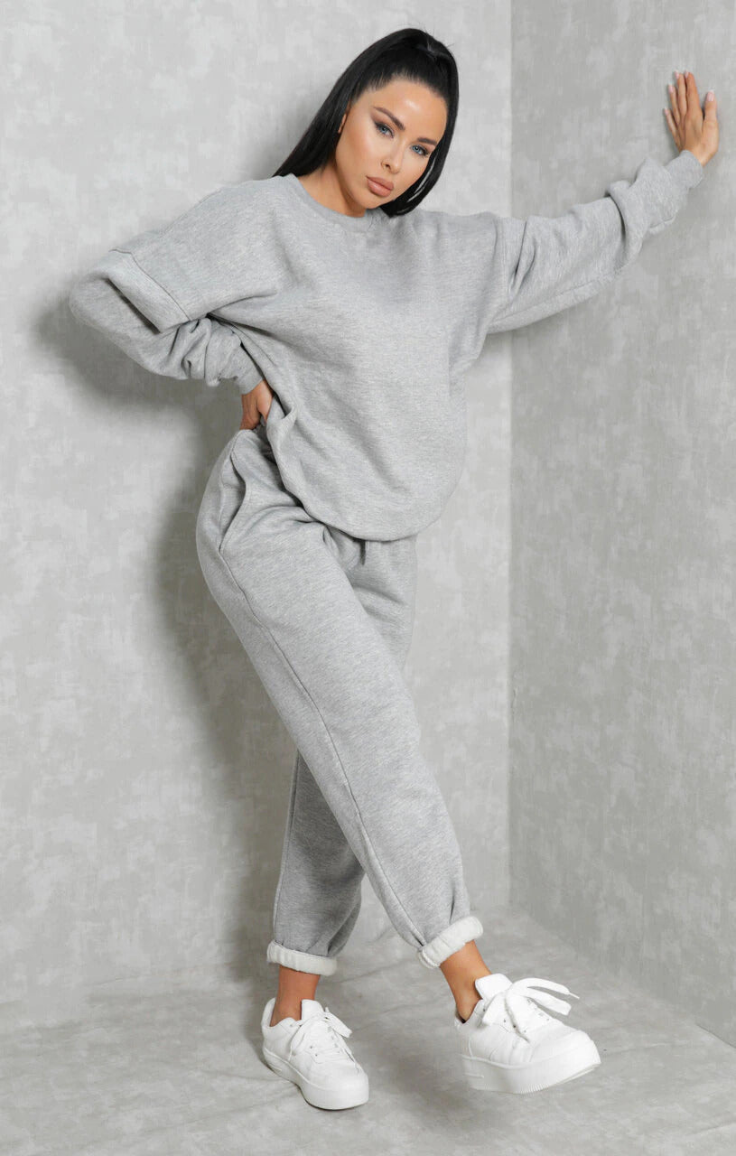 Sweatpants Femme Luxe Grey Tracksuit Grey Oversized Crew Neck