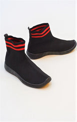 Black Chunky Sole High Runner Sock Trainers - Vera