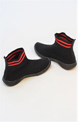 Black Chunky Sole High Runner Sock Trainers - Vera