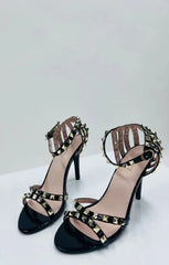 Black Studded Stiletto Heels - Willow