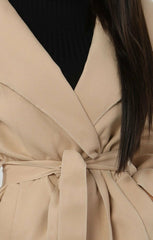 Beige Waterfall Belted Coat - Daya