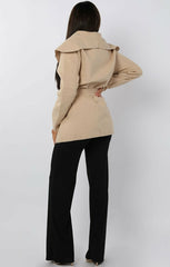 Beige Waterfall Belted Coat - Daya