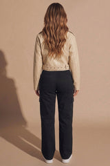 Faux Leather Jacket Beige 