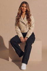 Leather Crop Belted Jacket