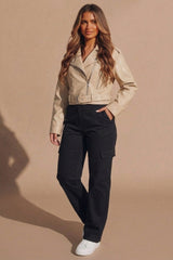 Beige Leather Jacket 