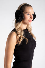 Black Faux Fur Fluffy Winter Earmuffs- Simkon