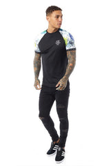 Mens Black Floral Printed T-Shirt