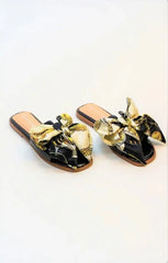 Black Blush Satin Ribbon Sliders - Vivian