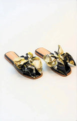 Black Blush Satin Ribbon Sliders - Vivian