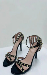 Black Studded Stiletto Heels - Willow