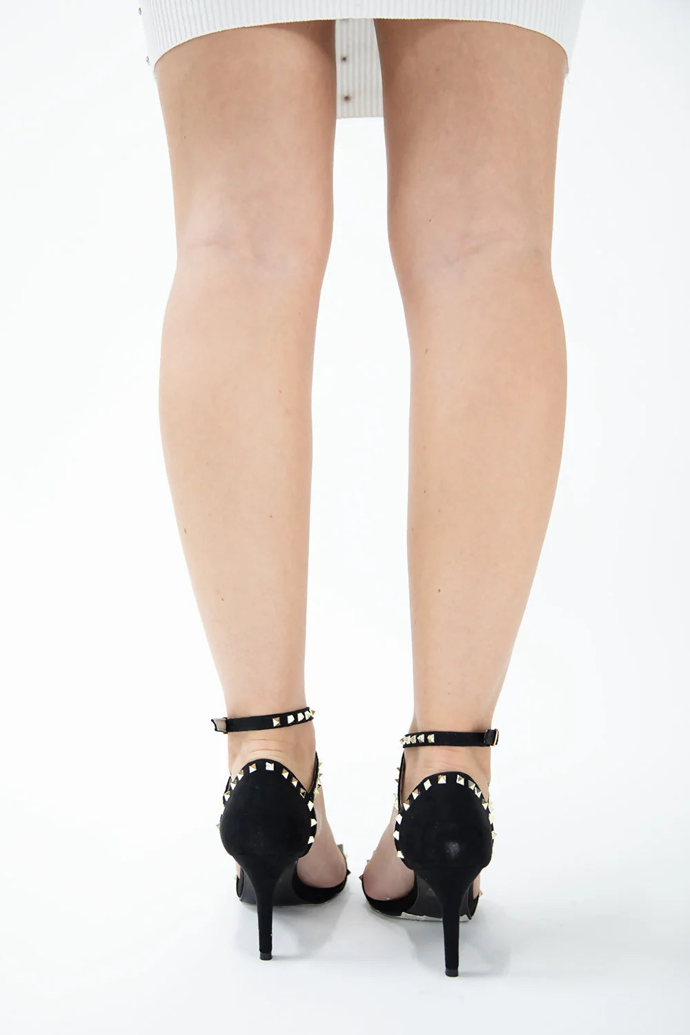 Black Studded Strappy High Heel Sandal Madison Femme Luxe