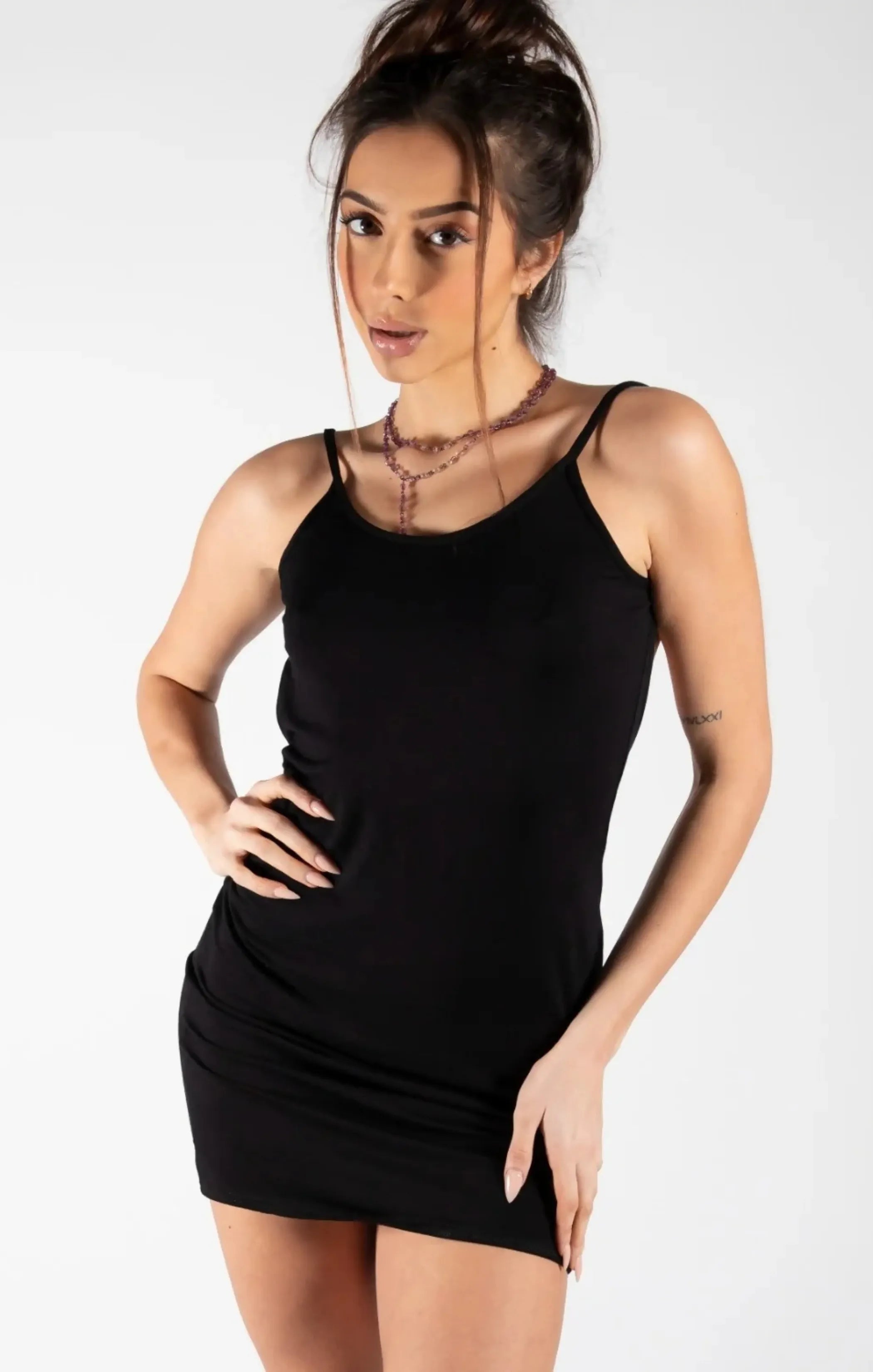 Black Strappy Backless Cami Mini Dress - Tristella Femme Luxe Black Strappy Backless Cami Mini Dress - Tristella Femme Luxe