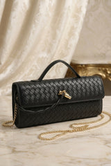 Black Woven Clutch Shoulder Bag 