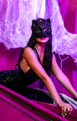 Black Glitter Halloween Cat Mask - Gill