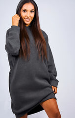 Charcoal_Oversized_Baggy_Pocket_Sweat_Hood_Mini_Dress