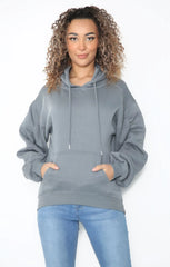 Dark Grey Oversized Ruched Sleeve Hoodie - Luella