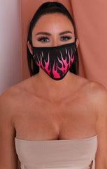 Pink Flame Print Washable Face Mask