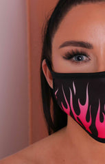 Pink Flame Print Washable Face Mask