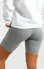 Grey High Waisted Cropped Fitted Cycling Shorts - Roxanne