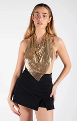 Gold Chainmail Halter Neck Top - Lucetta