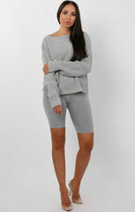 Grey High Waisted Cropped Fitted Cycling Shorts - Roxanne