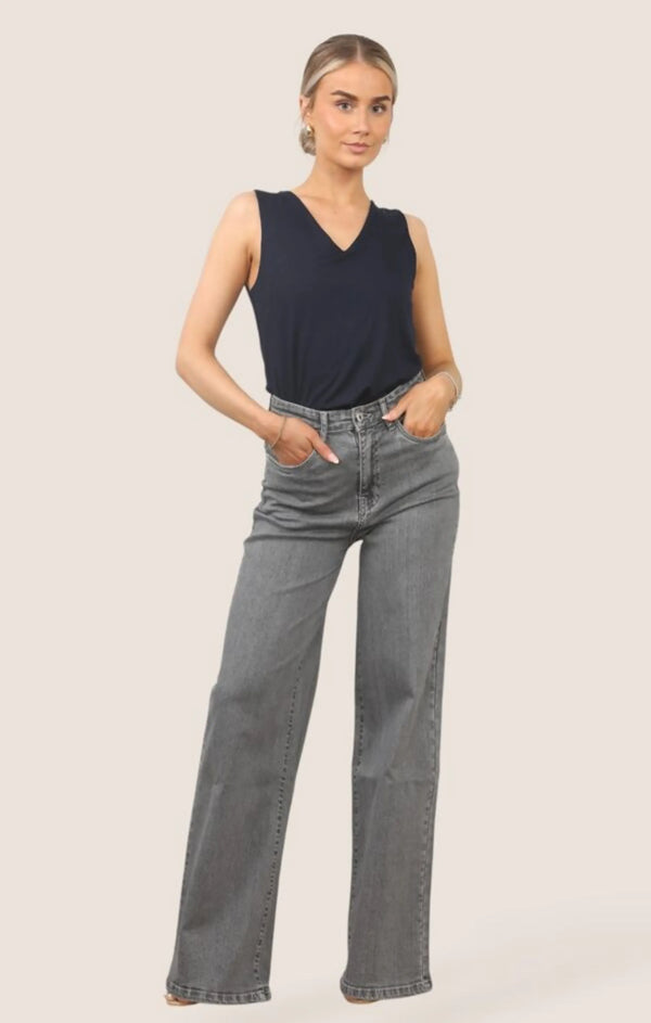 femme luxe Grey Straight Leg Loose Fit Jeans- Sorna Clearance