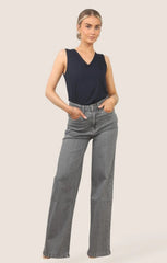 Grey Straight Leg Loose Fit Jeans- Sorna