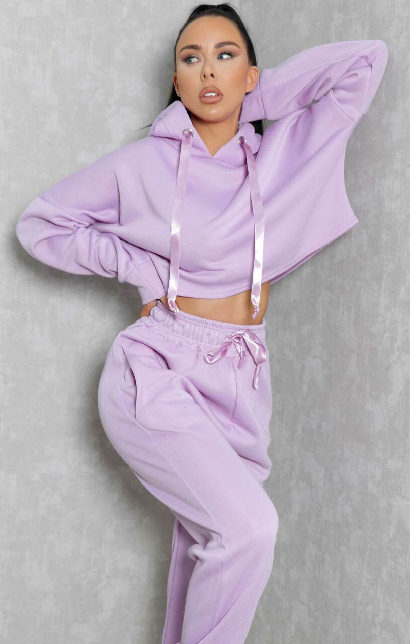 ASOS DESIGN lounge mix & match fluffy ribbed sweatpants in lilac