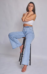 Light Blue Straight Leg Super Soft Relaxed Fit Jeans- Sorna