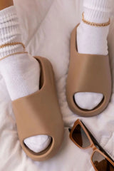 Mocha Tread Detail Rubber Flatform Sliders - Marion