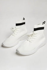 White Lace Up Sock Trainers - Mira