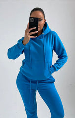 Royal Blue Oversized Front Pocket Drawstring Hoodie - Niamh