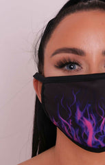 Pink & Purple Flame Print Washable Face Mask