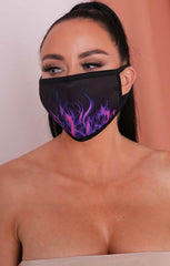 Pink & Purple Flame Print Washable Face Mask