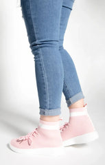 Pink Lace Up Sock Trainers - Mira